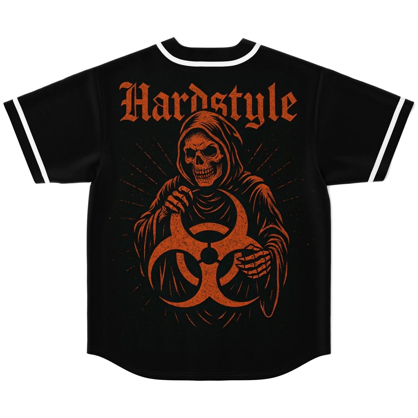 Black Orange Biohazard Rave Baseball Jersey