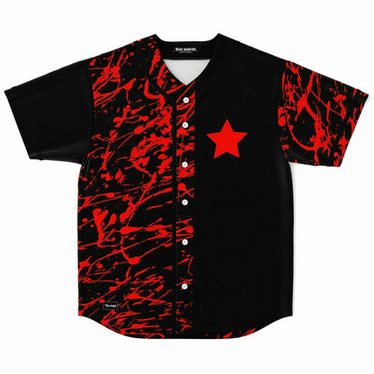 Black Red Paint Rave Baseball Jersey