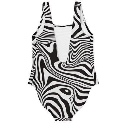 Black White Warped Op Rave Swimsuit