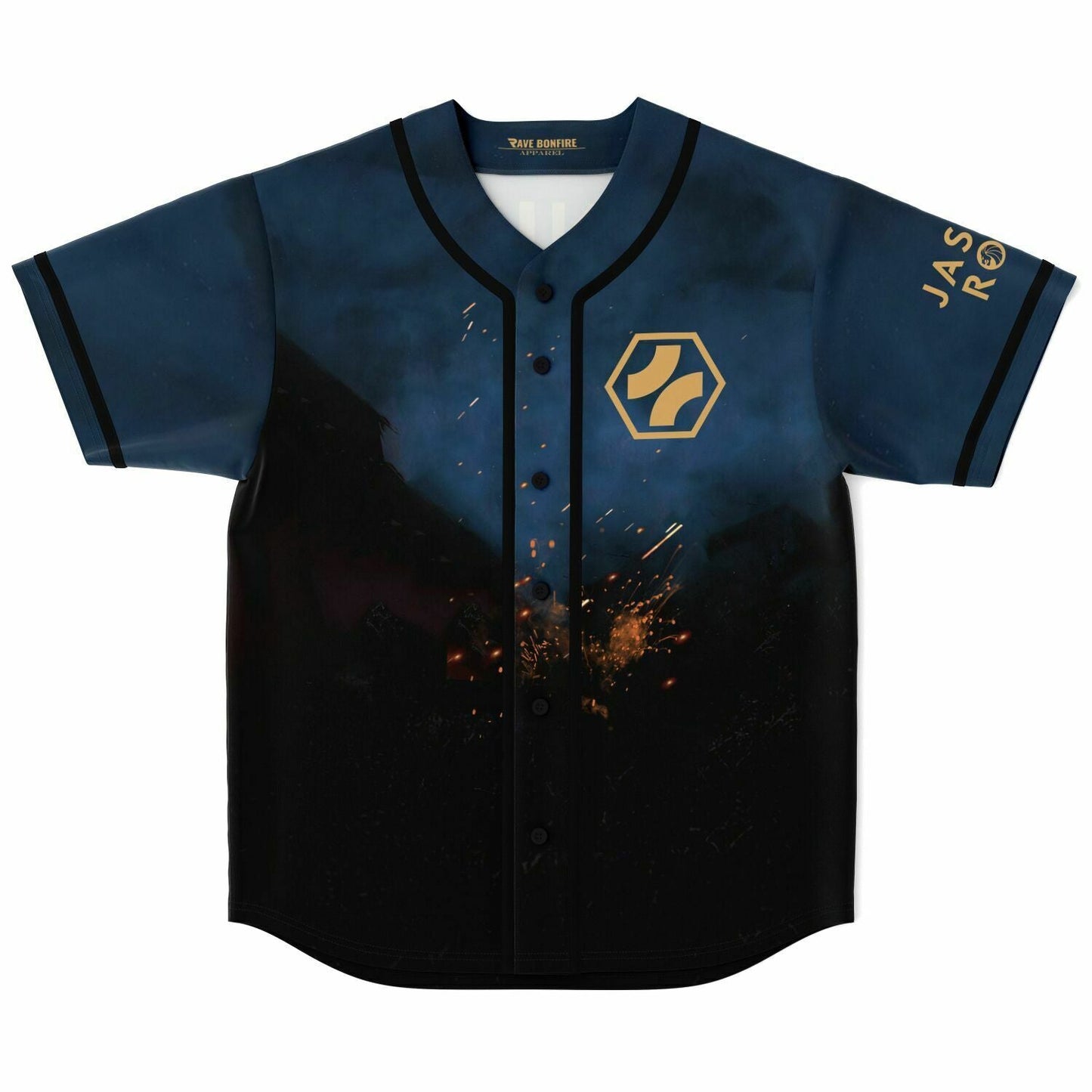 Seven Lions Navy Blue Fiery Lion Rave Baseball Jersey