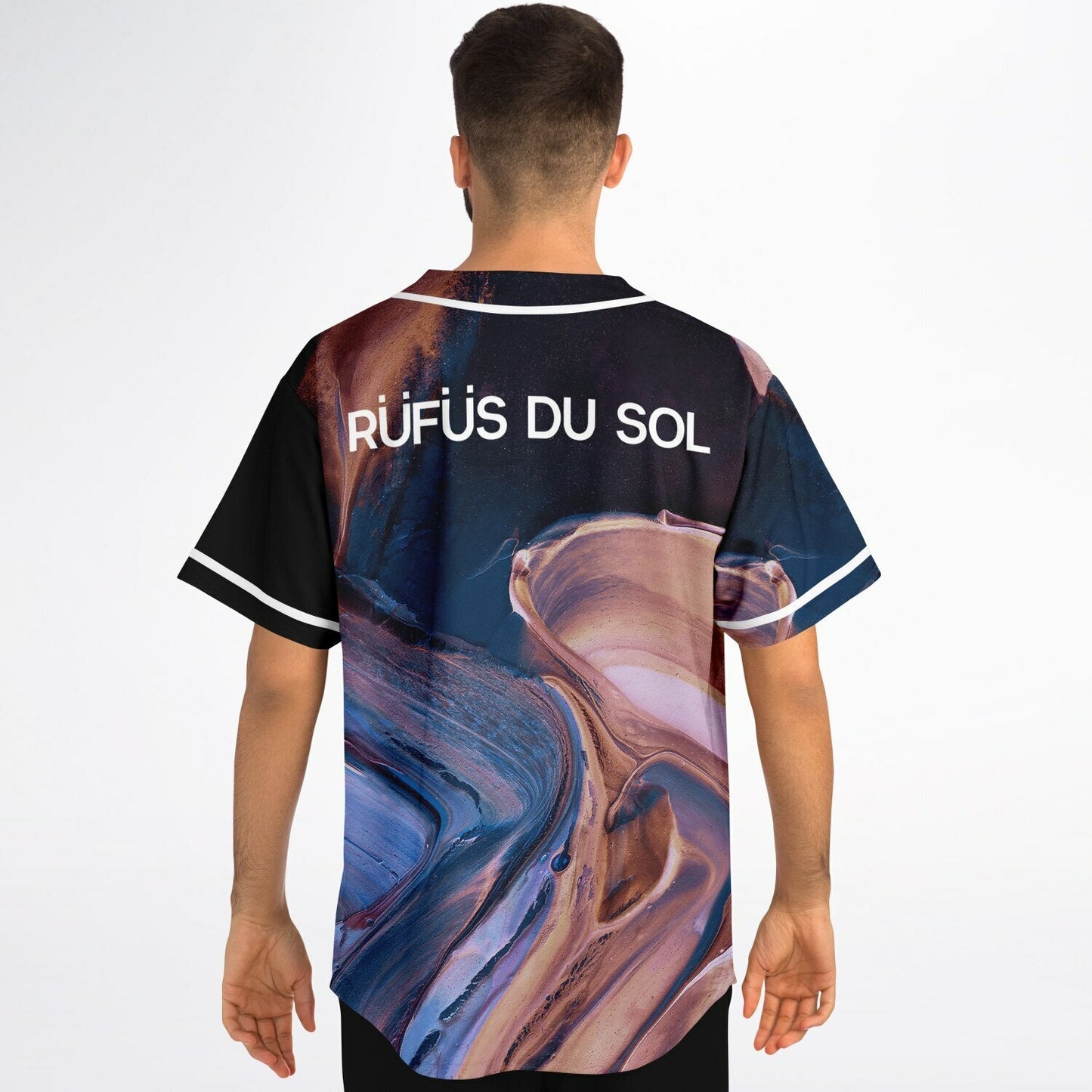 RÜFÜS DU SOL Black Swirling Oil Rave Baseball Jersey