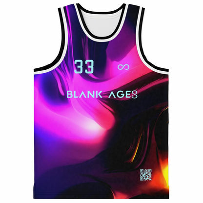 Black Abstract Iridescent Rave Basketball Jersey