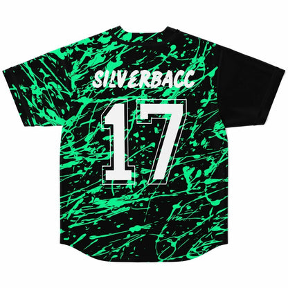 Black Green Splatter Rave Baseball Jersey