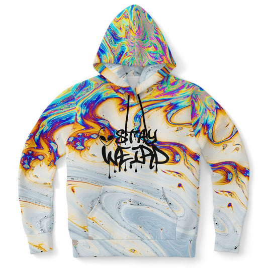 Stay Weird Rainbow Oil Slick Rave Hoodie