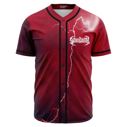 SVDDEN DEATH Deep Red Lightning Storm Rave Baseball Jersey