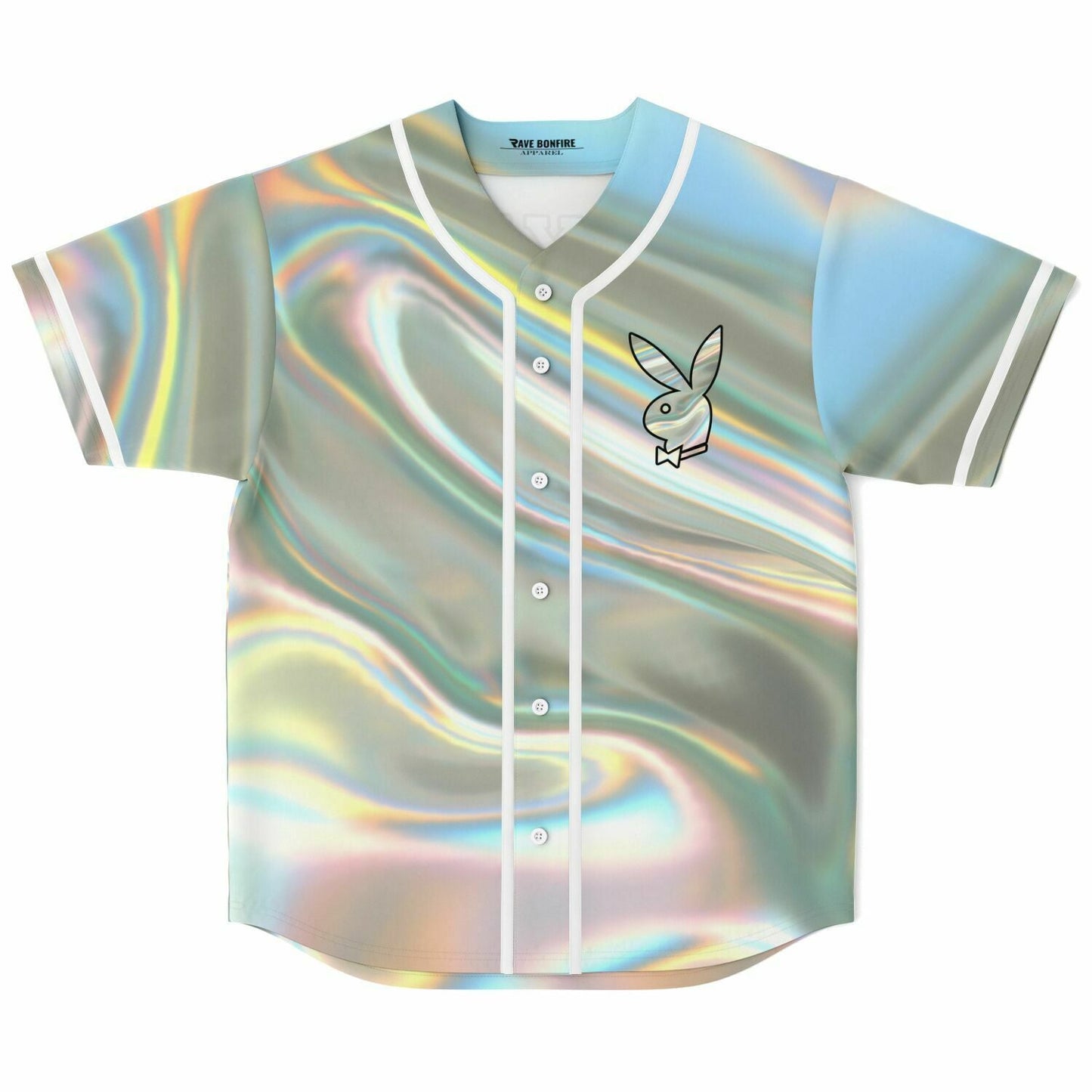 Iridescent Holographic Swirling Rave Baseball Jersey