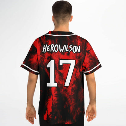 Red Black Roaring Lion Rave Baseball Jersey
