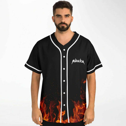 MARAUDA Black Flames Rave Baseball Jersey