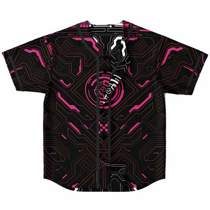 Black & Pink Cyberpunk Circuit Reversible Baseball Jersey