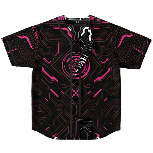 Black & Pink Cyberpunk Circuit Reversible Baseball Jersey