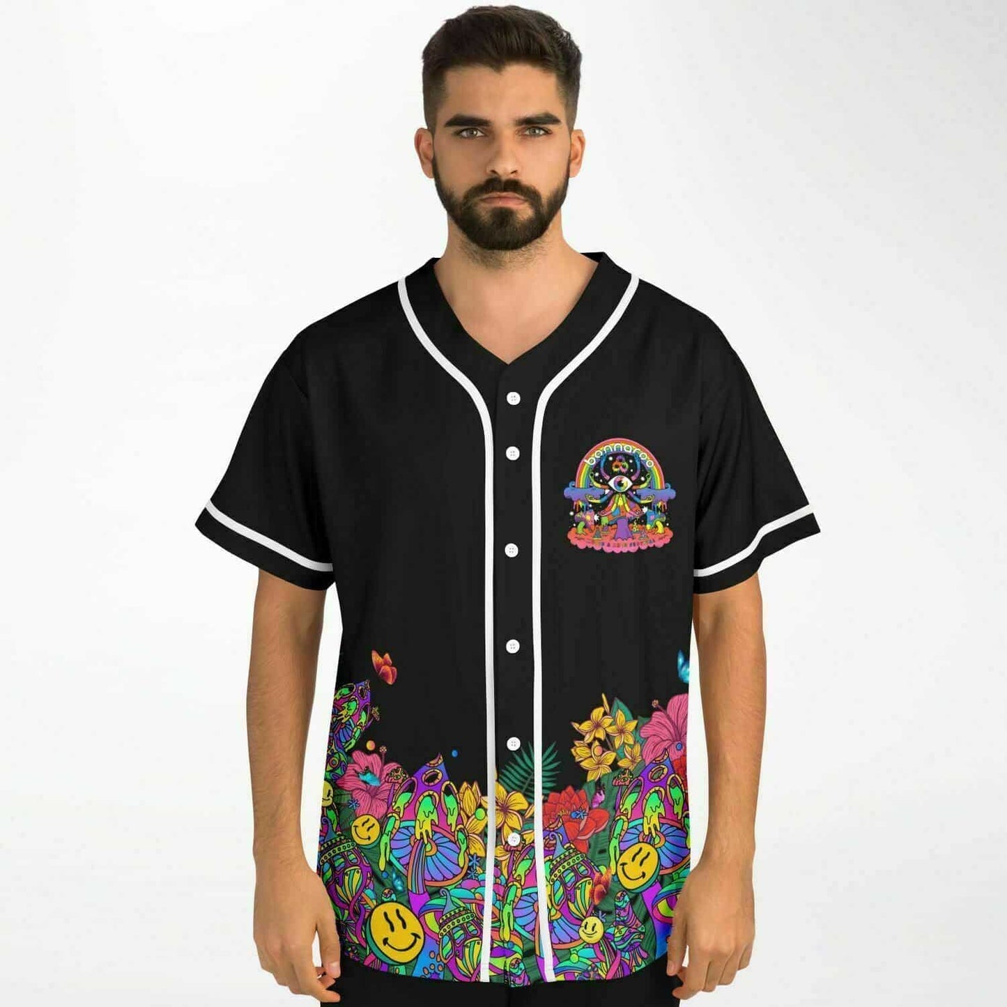 Bonnaroo Black Psychedelic Garden Rave Baseball Jersey
