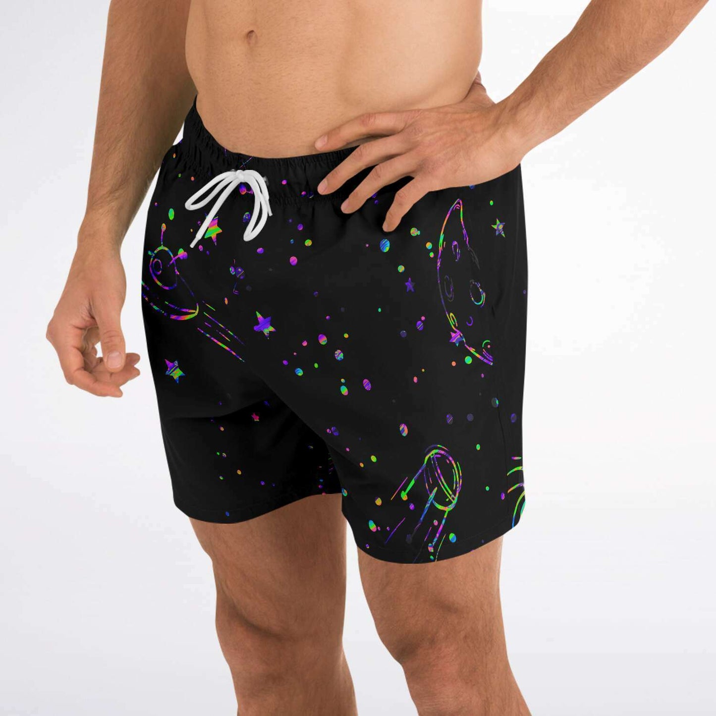 Black Outer Space Rave Swim Trunks