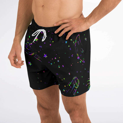 Black Outer Space Rave Swim Trunks