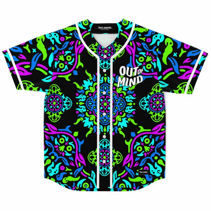 Black Symmetrical Kaleidoscope Rave Baseball Jersey