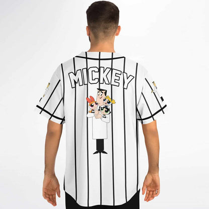 White Cartoon Scientist Rave Baseball Jersey