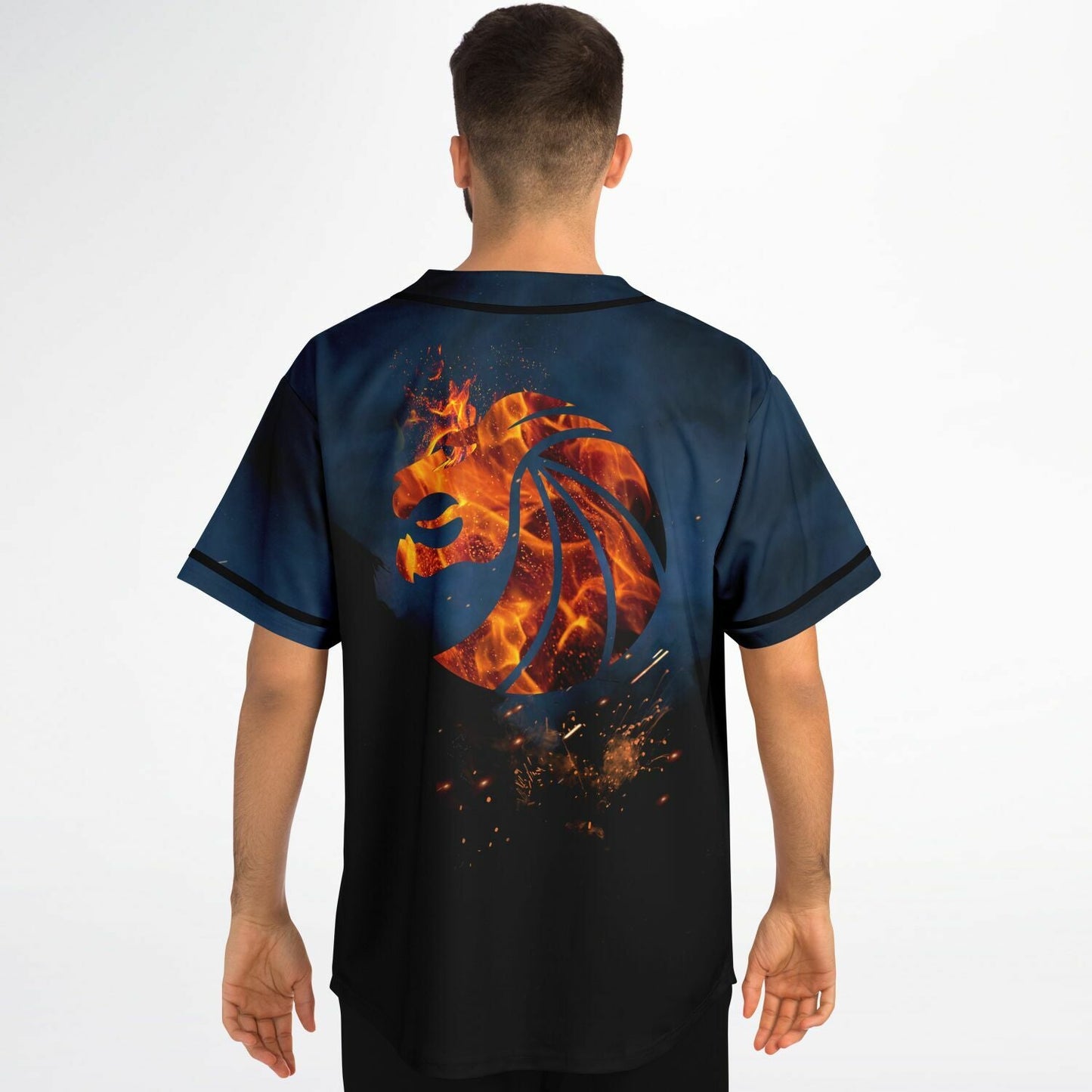 Smoky Blue Flaming Heart Rave Baseball Jersey