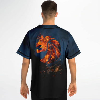Smoky Blue Flaming Heart Rave Baseball Jersey