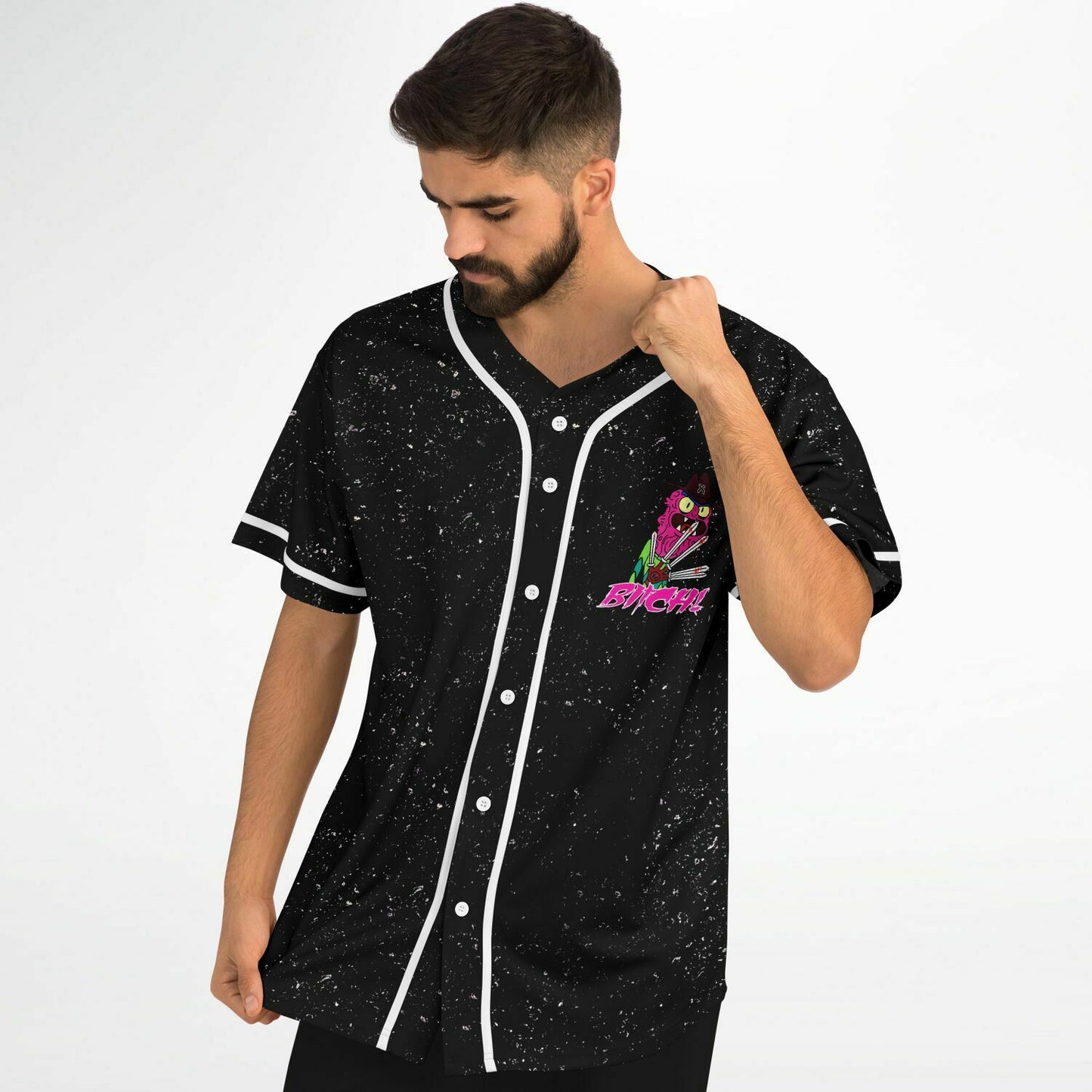 Black Cartoon Monster Rave Baseball Jersey