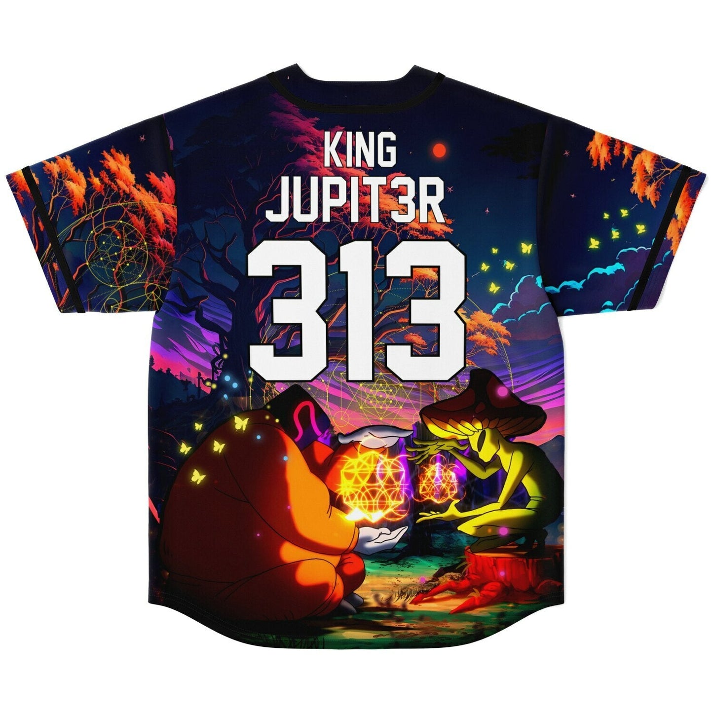 Deep Navy Psychedelic Forest Rave Baseball Jersey
