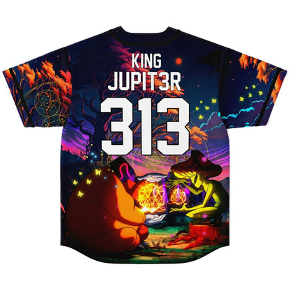 Deep Navy Psychedelic Forest Rave Baseball Jersey