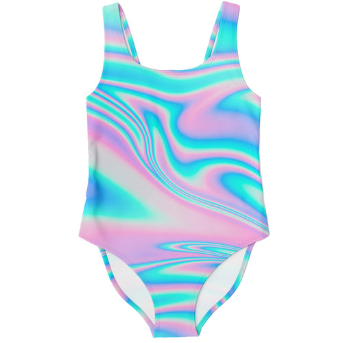 Pastel Pink Swirling Liquid Rave Swimsuit