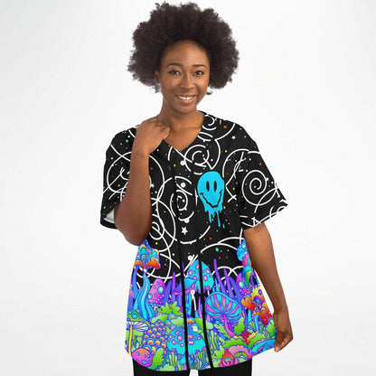 Black Psychedelic Galaxy Rave Baseball Jersey