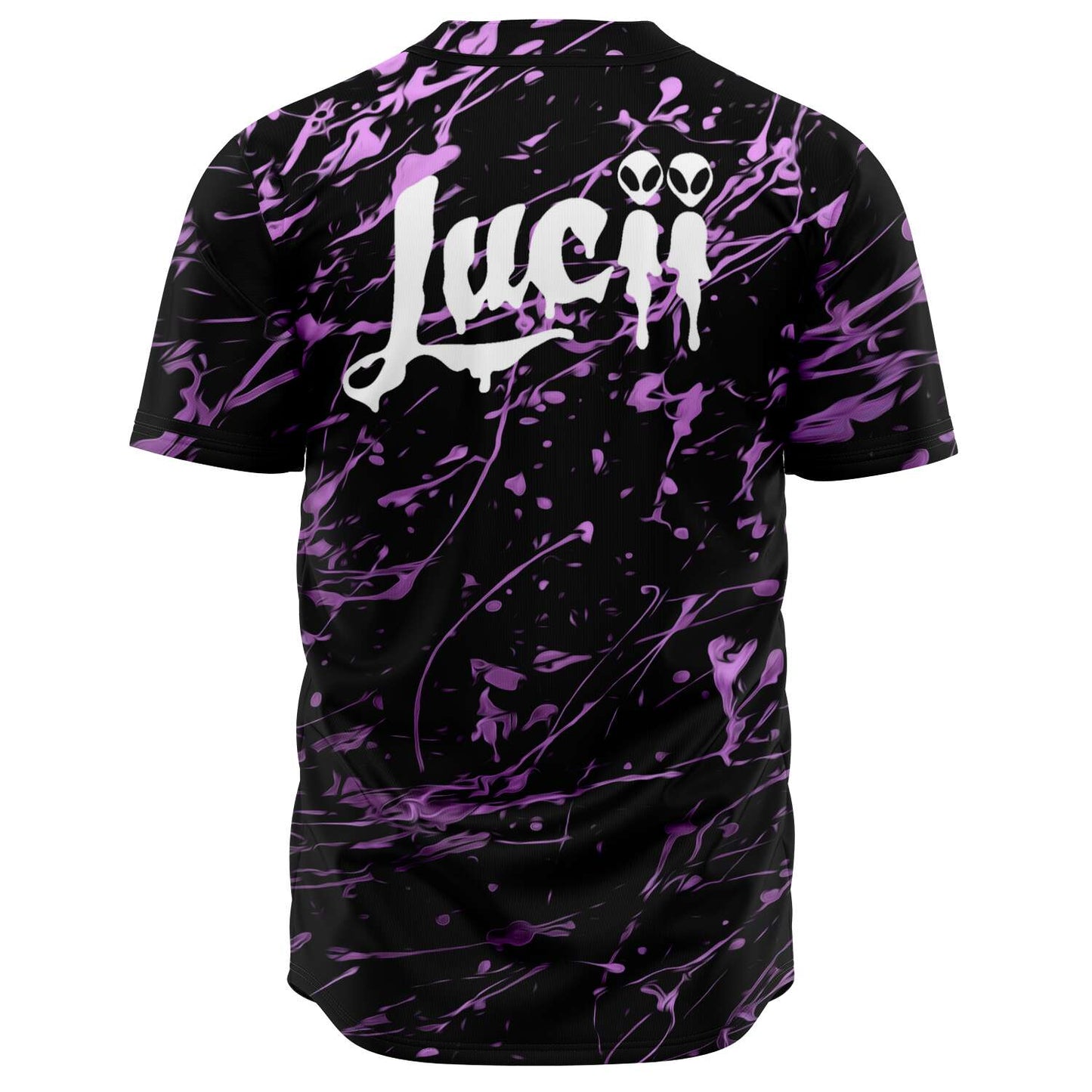 Lucii Black Purple Paint Rave Baseball Jersey