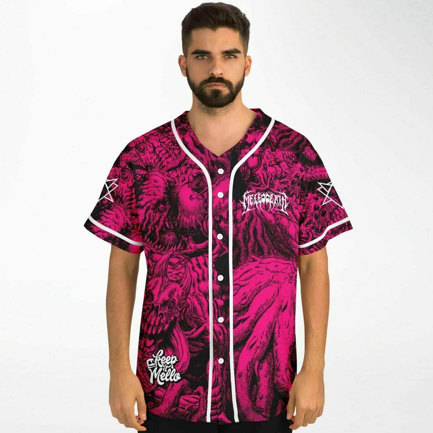 Marshmello Hot Pink Dense Horror Rave Baseball Jersey