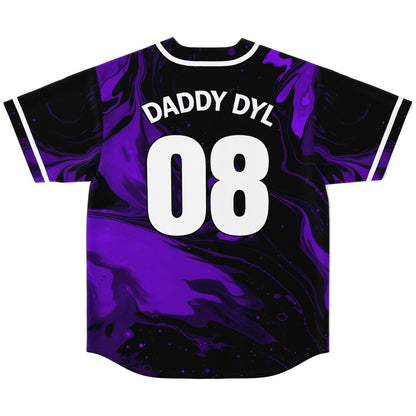 Black Swirling Purple Rave Baseball Jersey