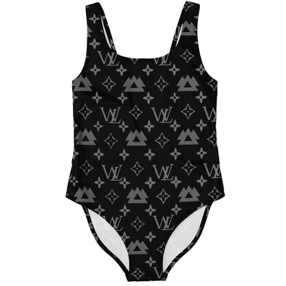 Black Repeating Designer Rave Swimsuit