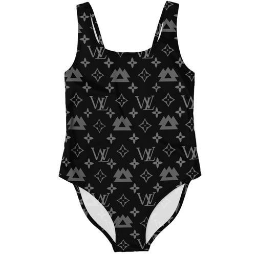 Black Repeating Designer Rave Swimsuit