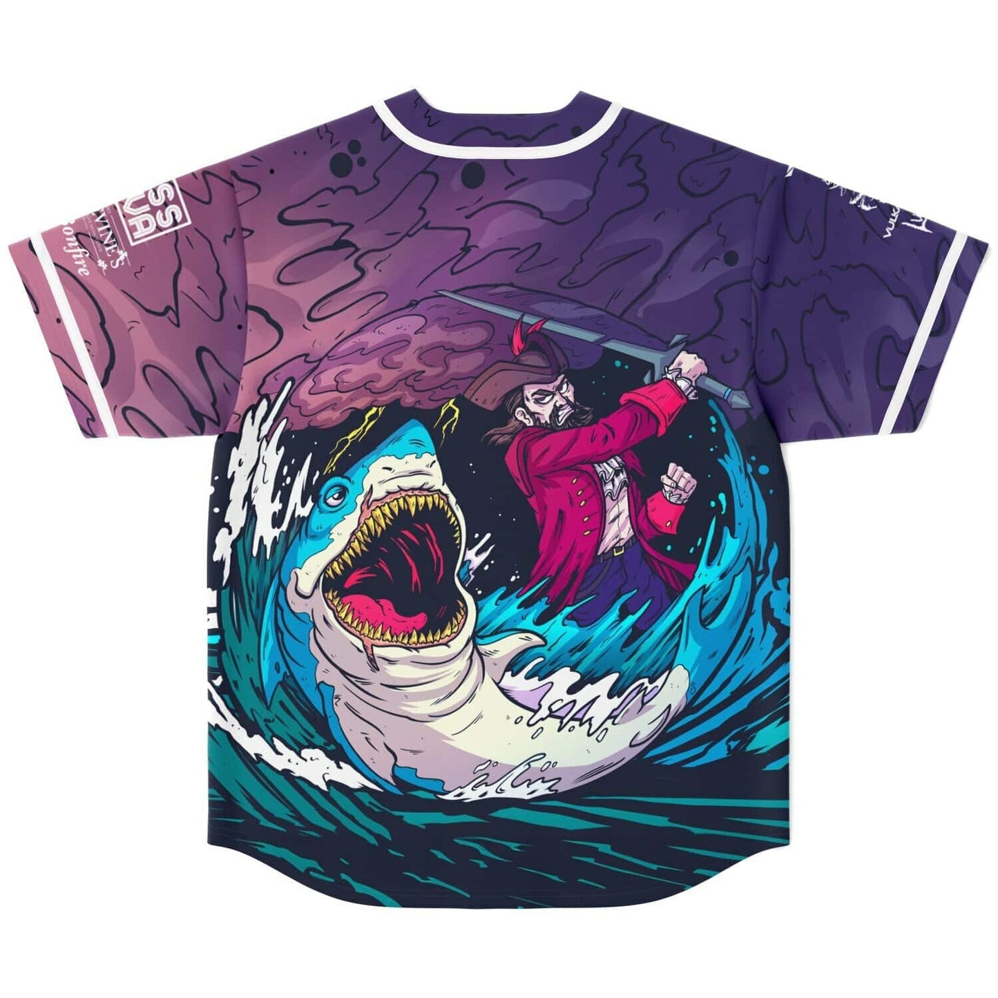 Purple Mauve Crashing Ocean Rave Baseball Jersey