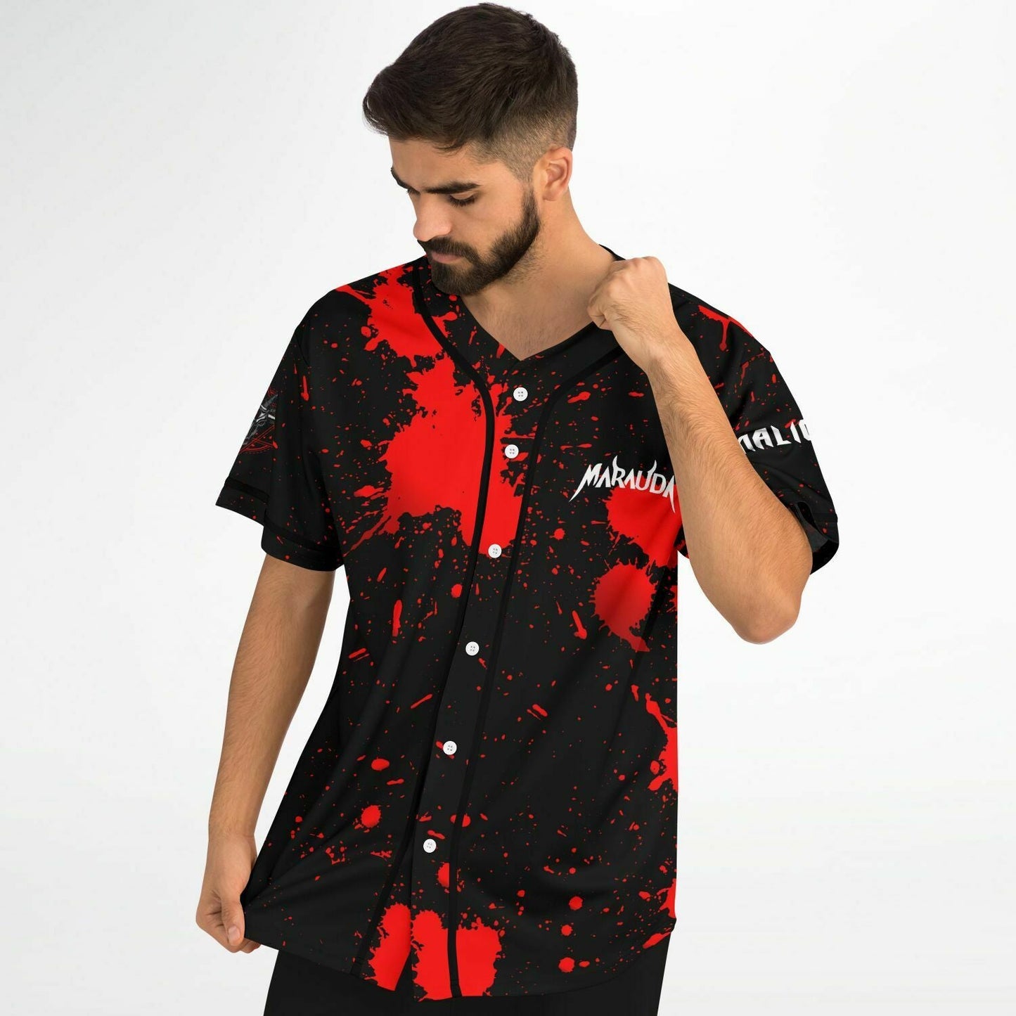 Marauda Black Blood Splatter Rave Baseball Jersey