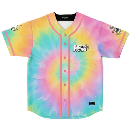 Electric Forest Pastel Rainbow Spiral Tie Rave Baseball Jersey