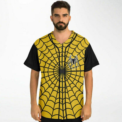 Excision Yellow Spider Web Rave Baseball Jersey