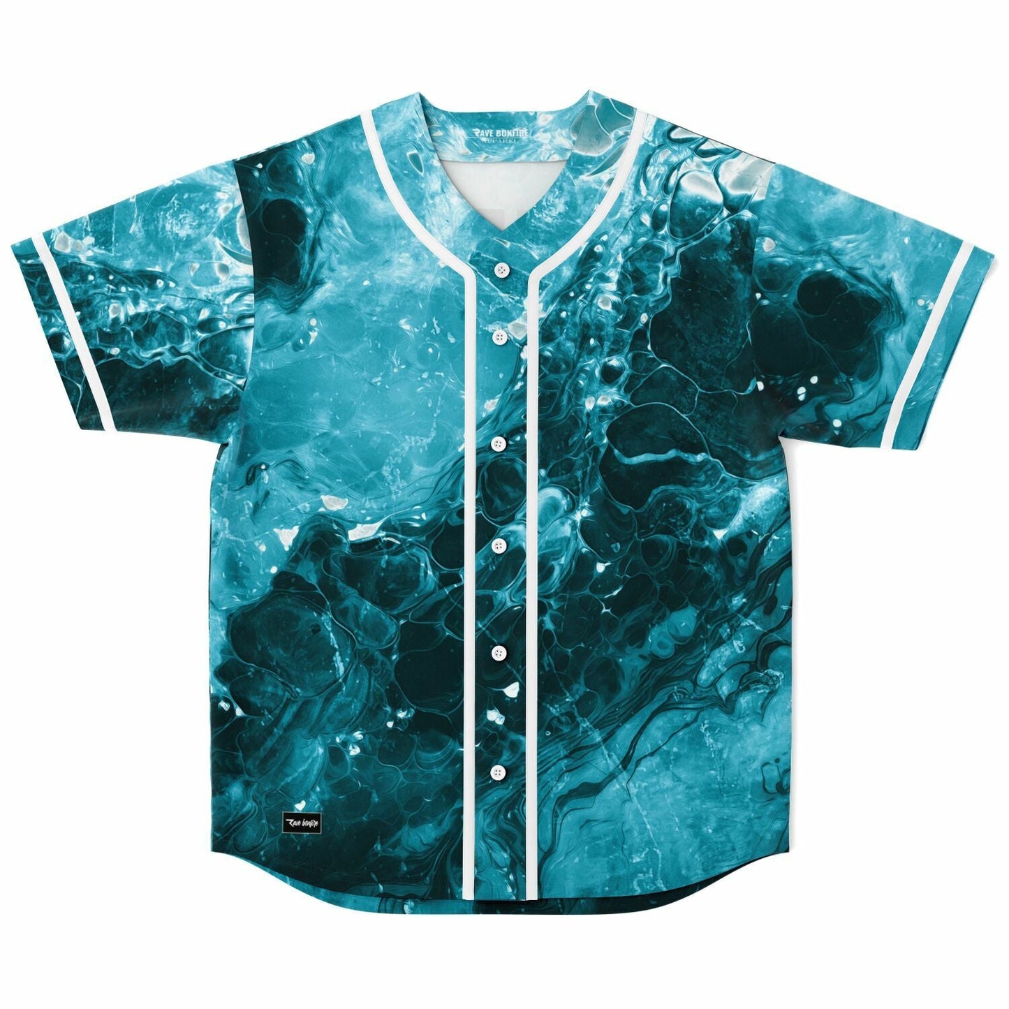 Teal Turquoise Abstract Liquid Rave Baseball Jersey