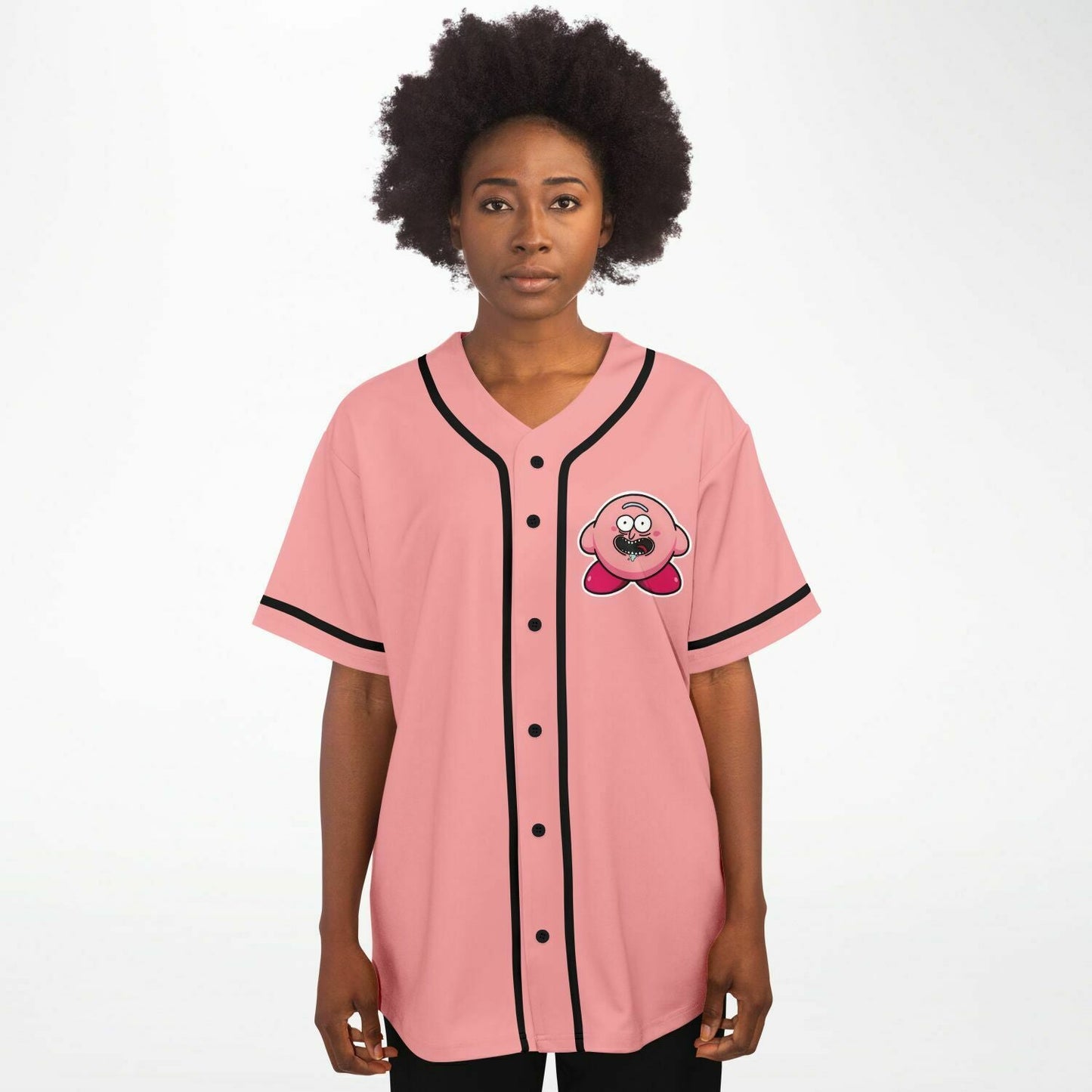 Salmon Pink Kirby Cartoon Rave Baseball Jersey