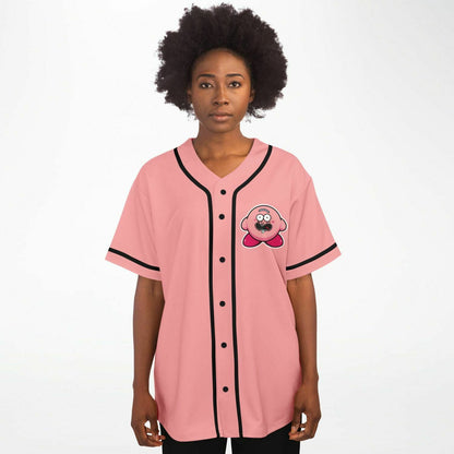 Salmon Pink Kirby Cartoon Rave Baseball Jersey