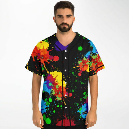 Black Colorful Paint Rave Baseball Jersey