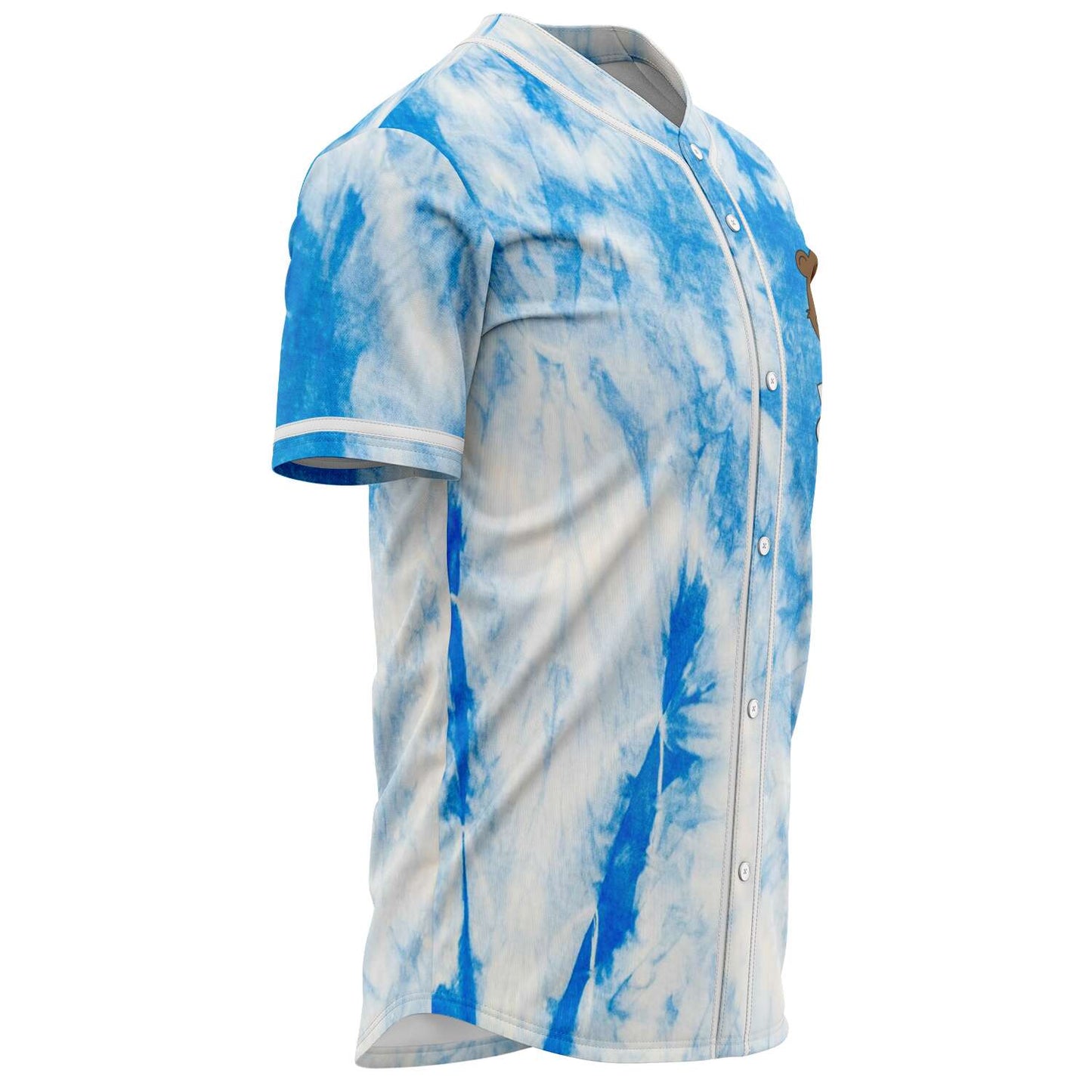 Bear Grillz Blue White Tie Dye Rave Baseball Jersey
