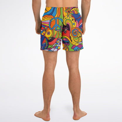 Rainbow 60S Psychedelic Rave Swim Trunks