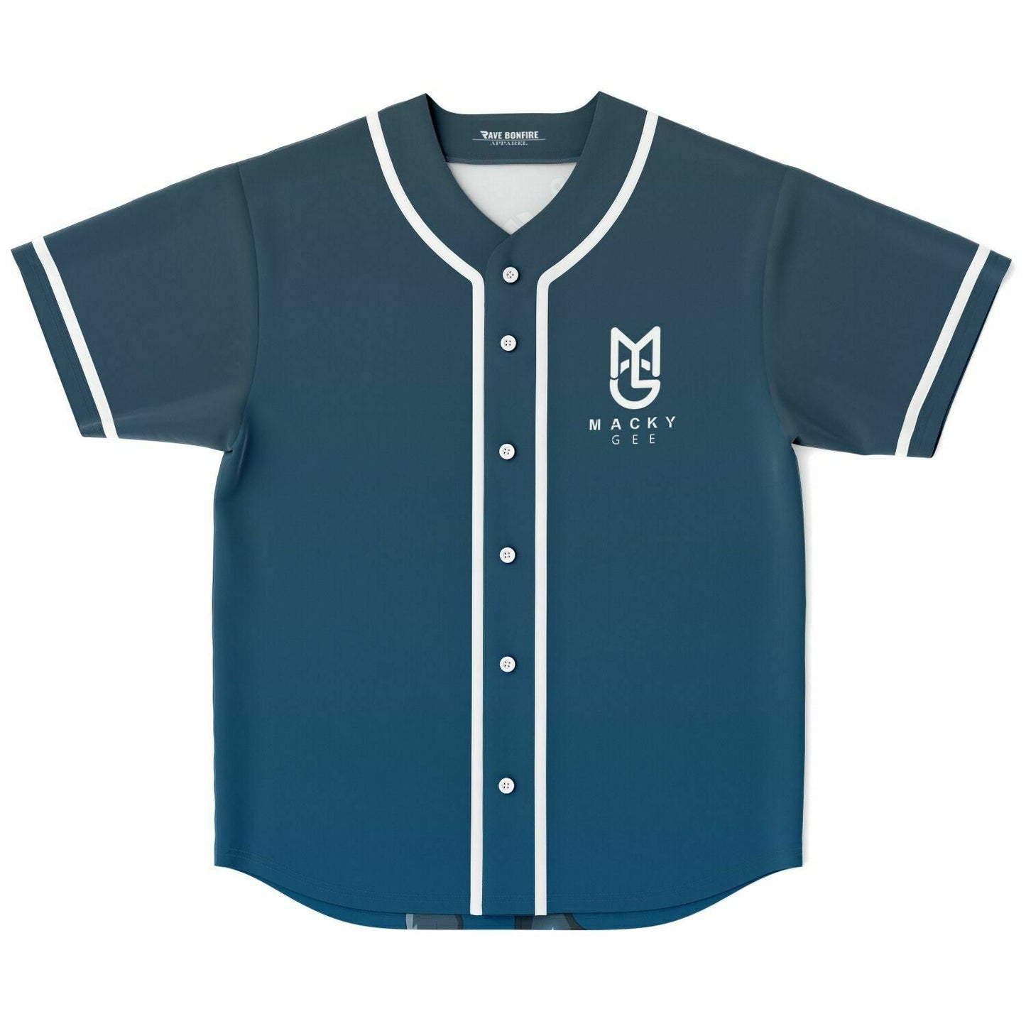 Macky Gee Teal Navy Rave Baseball Jersey