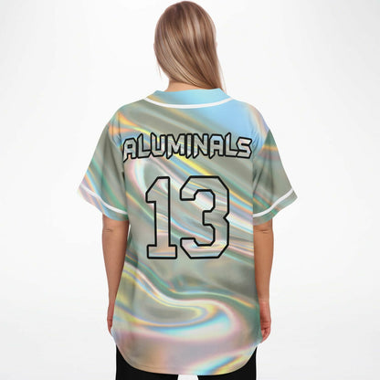 Silver Liquid Holographic Rave Baseball Jersey