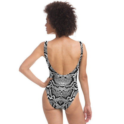 Black White Snakeskin Rave Swimsuit