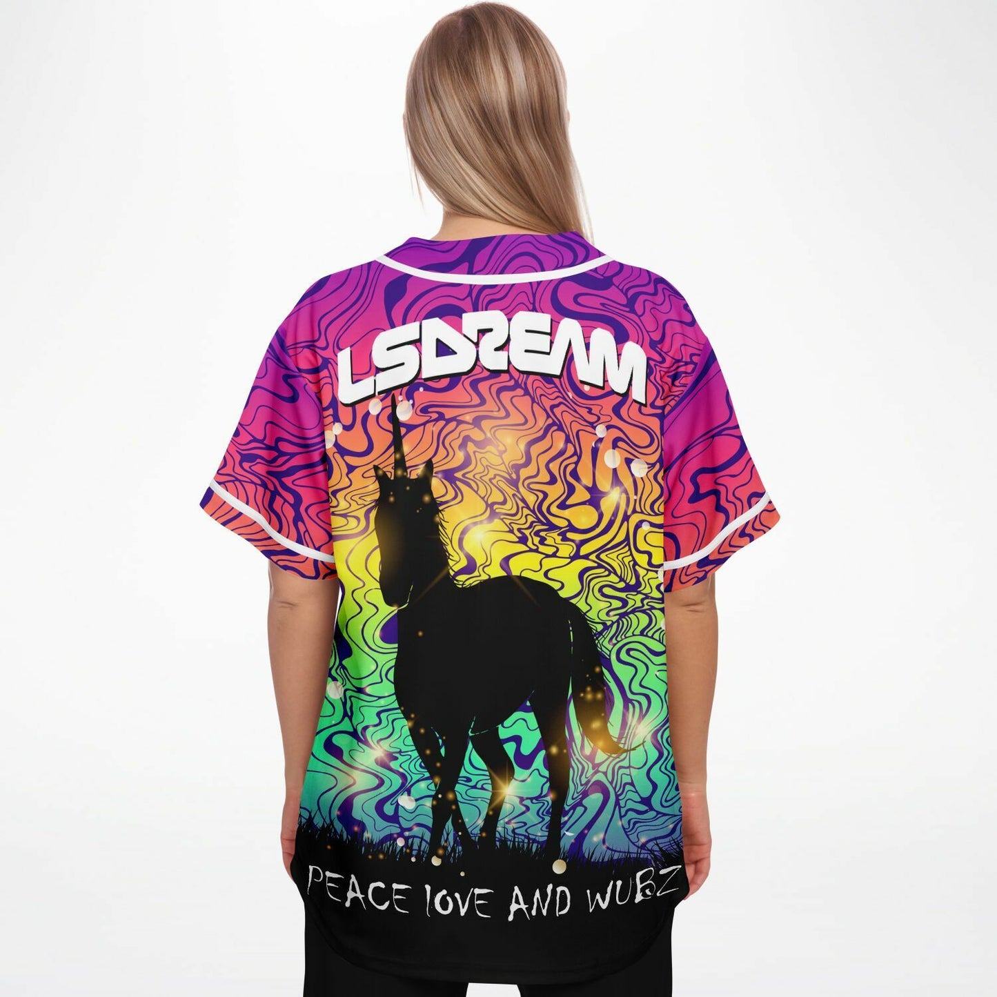 LSDREAM Full Rainbow Psychedelic Dripping Rave Baseball Jersey
