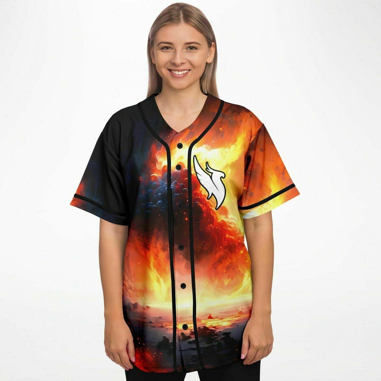 Illenium Fiery Orange Flaming Apocalyptic Rave Baseball Jersey