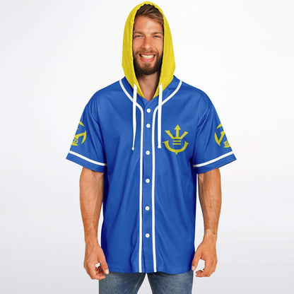 Zedd Royal Blue Yellow Saiyan Rave Hooded Baseball Jersey