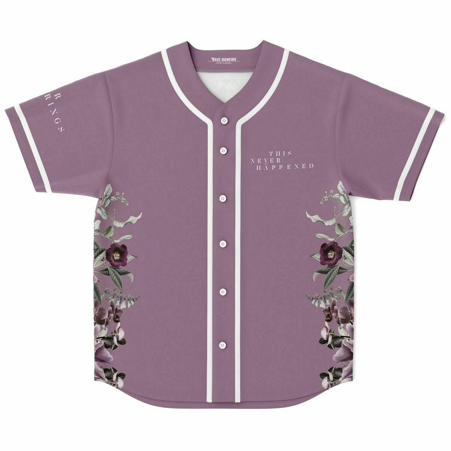 This Never Happened Dusty Mauve Moody Botanical Rave Baseball Jersey
