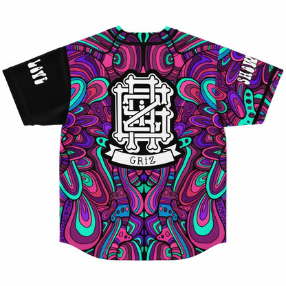 GRiZ Black Paired Psychedelic Paisley Rave Baseball Jersey