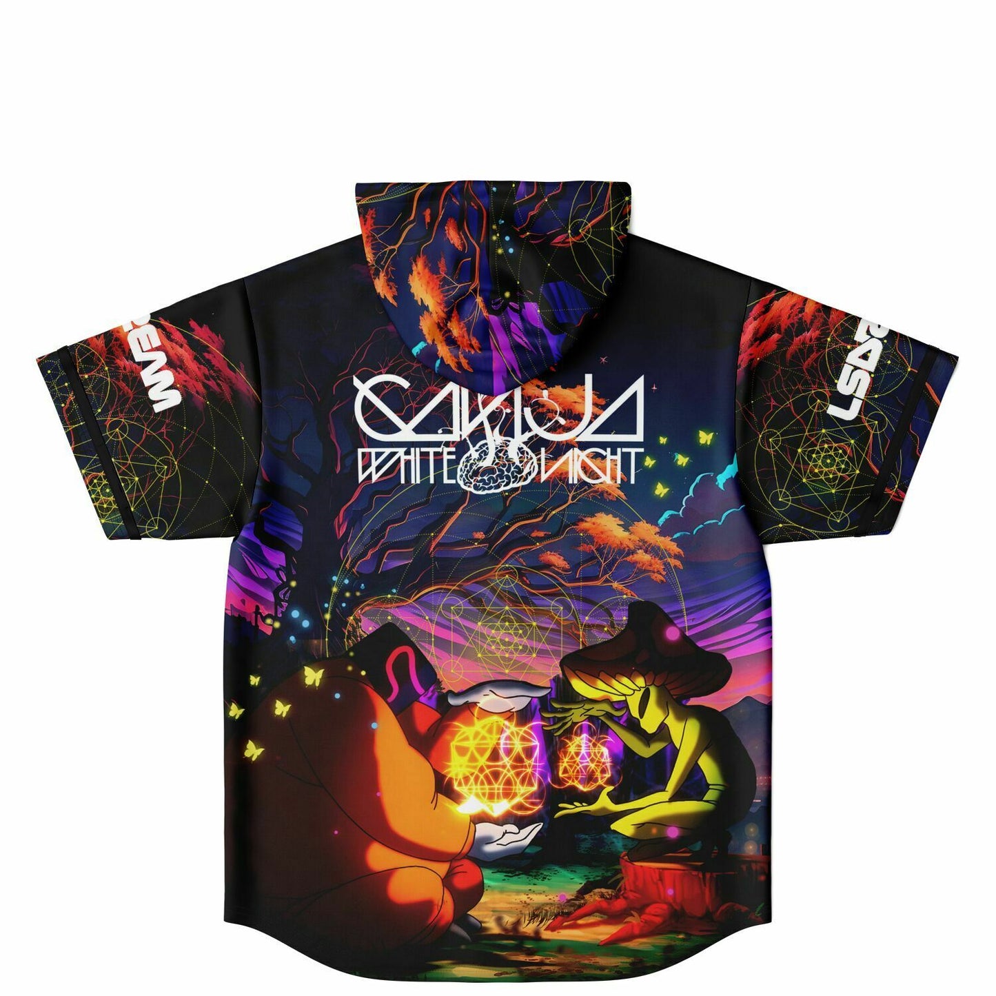 LSDREAM Black Psychedelic Surreal Rave Hooded Baseball Jersey